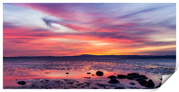 Sunset over Morecambe Bay Print by Keith Douglas