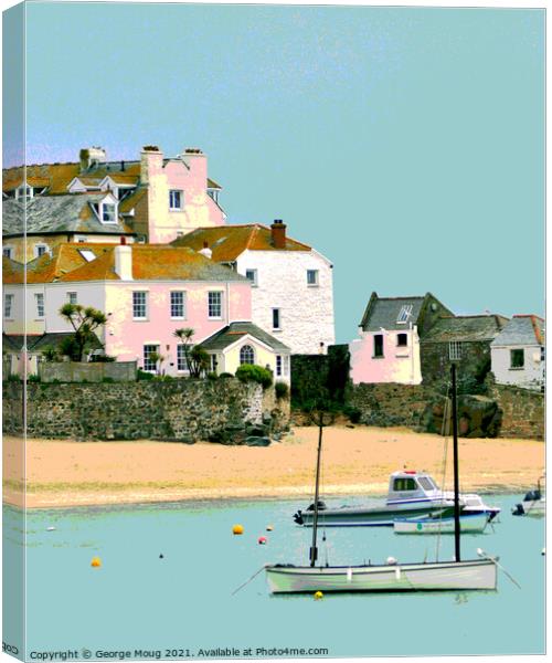 St Ives, Cornwall - Poster Style II Canvas Print by George Moug