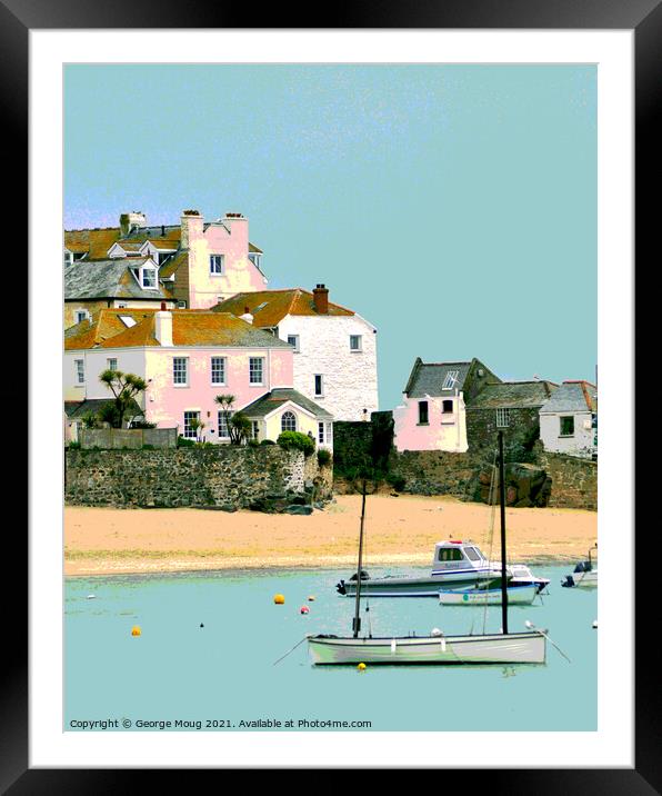 St Ives, Cornwall - Poster Style II Framed Mounted Print by George Moug