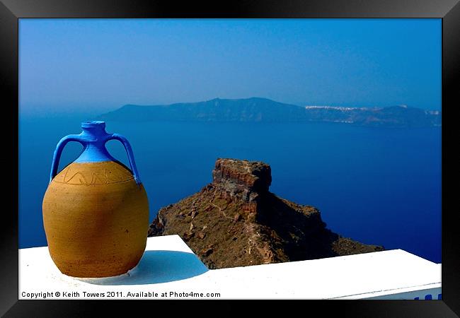 Terracotta Jar Santorini, Canvases & Prints Framed Print by Keith Towers Canvases & Prints
