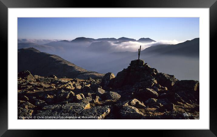 Scafell from the summit of High Stile Framed Mounted Print by Chris Drabble