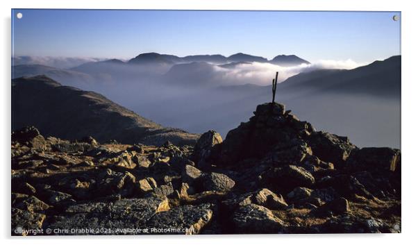 Scafell from the summit of High Stile Acrylic by Chris Drabble