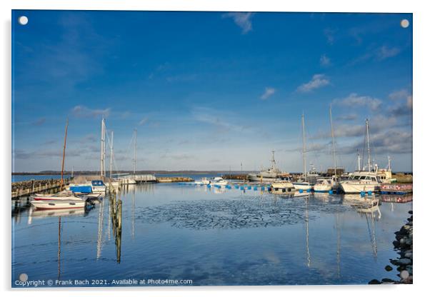 Harbor marina in Juelsminde for small boats, Jutland Denmark Acrylic by Frank Bach
