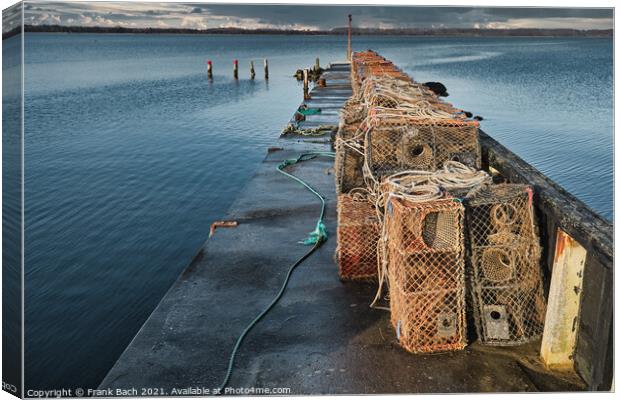 Jetty in Juelsminde harbor for small boats, Jutland Denmark Canvas Print by Frank Bach