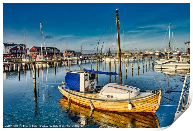 Harbor marina in Juelsminde for small boats, Jutland Denmark Print by Frank Bach