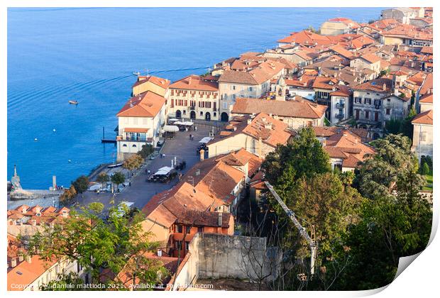 panoramic view of the city of Arona,Piedmont Italy Print by daniele mattioda