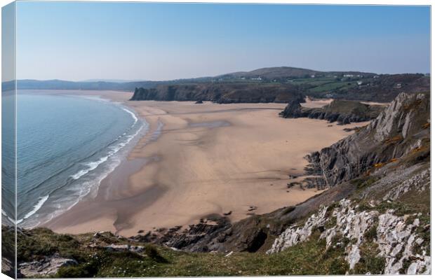 Late afternoon at Three Cliffs Bay Canvas Print by Wendy Williams CPAGB