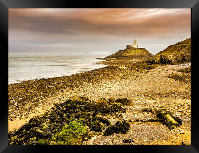 Mumbles Lighthouse, Swansea, Wales, UK Framed Print by Mark Llewellyn
