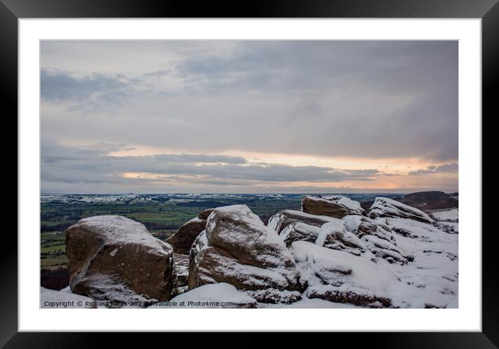 Snow on the Yorkshire Rocks Framed Mounted Print by Richard Perks