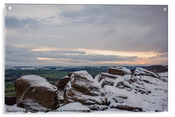 Snow on the Yorkshire Rocks Acrylic by Richard Perks