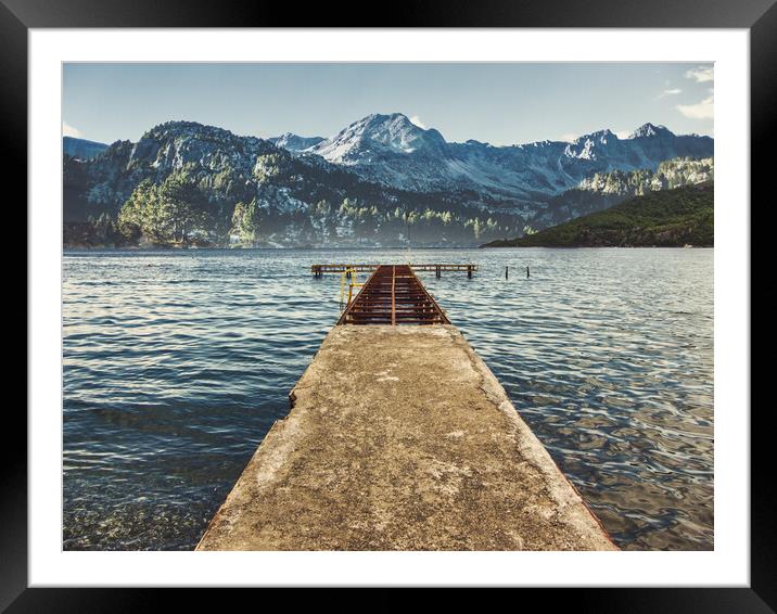 Lake and mountains Framed Mounted Print by Travel and Pixels 