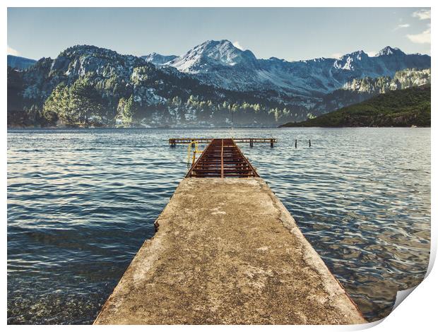 Lake and mountains Print by Stuart Chard