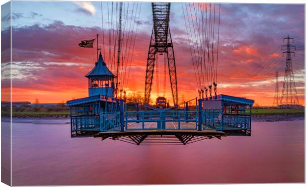 Newport Transporter Bridge - Gondola at sunrise Canvas Print by Edy Rice