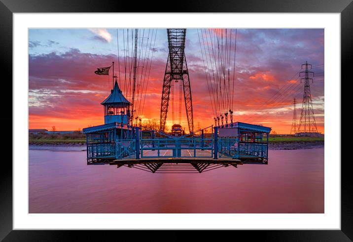Newport Transporter Bridge - Gondola at sunrise Framed Mounted Print by Edy Rice