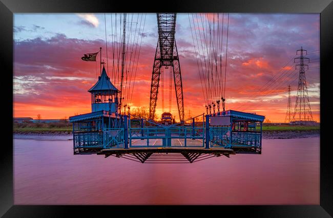 Newport Transporter Bridge - Gondola at sunrise Framed Print by Edy Rice