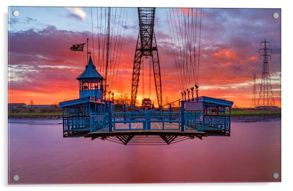 Newport Transporter Bridge - Gondola at sunrise Acrylic by Edy Rice