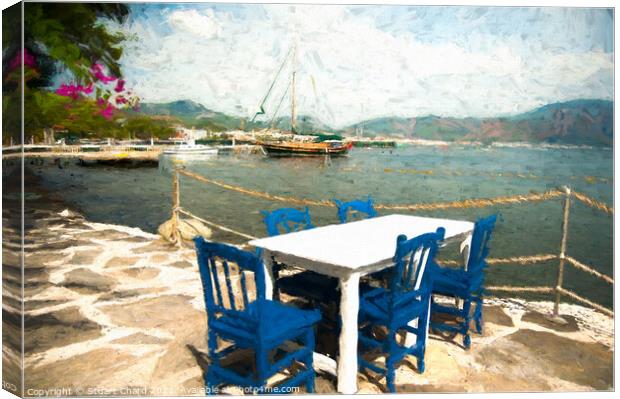 Tavernal overlooking the sea Canvas Print by Travel and Pixels 