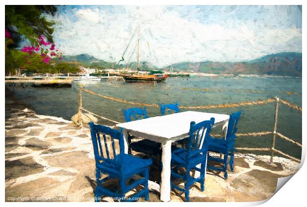 Tavernal overlooking the sea Print by Travel and Pixels 
