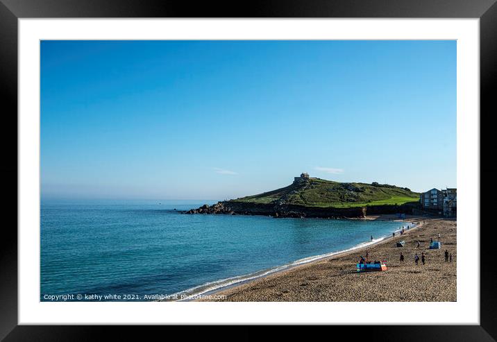 St. Ives, Cornwall uk,Porthmeor Beach Framed Mounted Print by kathy white