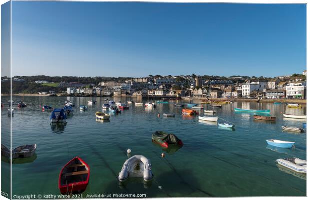St. Ives,  harbour Cornwall uk, Canvas Print by kathy white