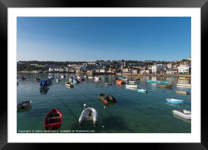 St. Ives,  harbour Cornwall uk, Framed Mounted Print by kathy white