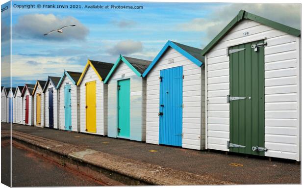 Beach huts on Paignton sea front Canvas Print by Frank Irwin