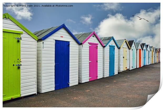 Bathing huts on Paignton sea front Print by Frank Irwin