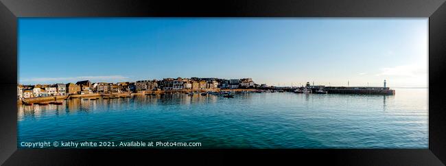 St. Ives Cornwall uk, 	panoramic seascapes Framed Print by kathy white