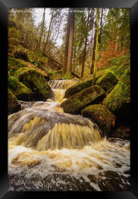 Enchanting Waterfall in a Forest Framed Print by Stephen Hollin