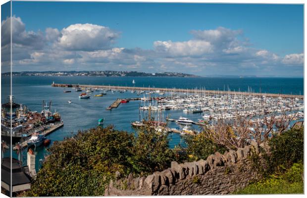 Brixham harbour from North View Road Canvas Print by Wendy Williams CPAGB