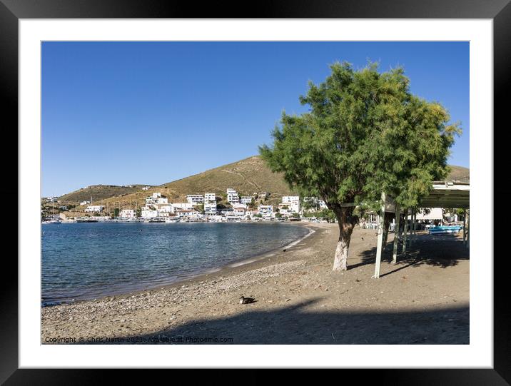 Loutra Village and bay. Framed Mounted Print by Chris North