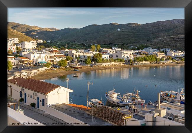 Loutra Harbour,  Kythnos Islands Greece. Framed Print by Chris North