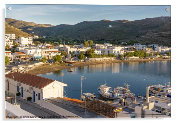 Loutra Harbour,  Kythnos Islands Greece. Acrylic by Chris North