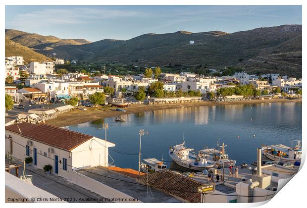 Loutra Harbour,  Kythnos Islands Greece. Print by Chris North