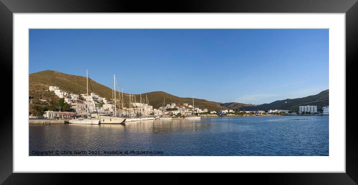 Yachts at Loutra Harbour, Kythnos  Greek Islands  Framed Mounted Print by Chris North
