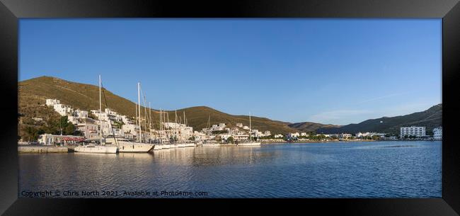 Yachts at Loutra Harbour, Kythnos  Greek Islands  Framed Print by Chris North