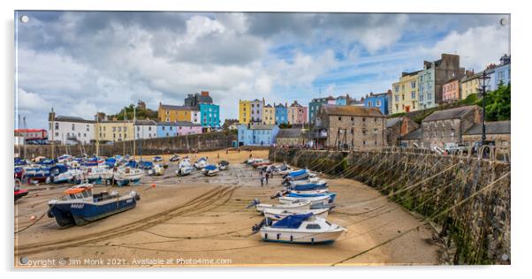 Tenby Harbour at Low Tide, Pembrokeshire Acrylic by Jim Monk