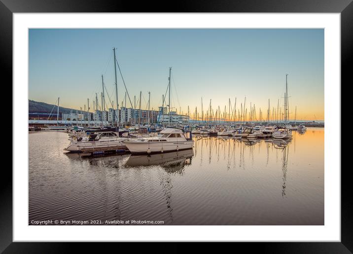 Swansea marina boats Framed Mounted Print by Bryn Morgan