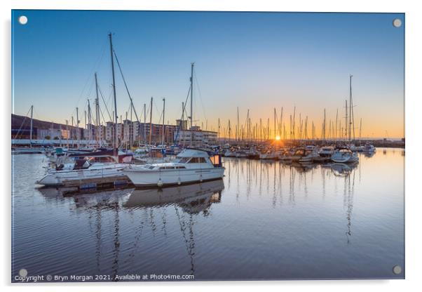 Swansea marina boats Acrylic by Bryn Morgan