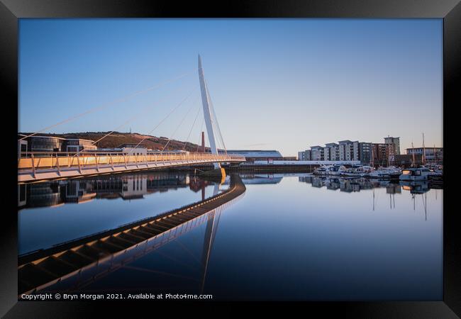 Swansea marina sail bridge Framed Print by Bryn Morgan