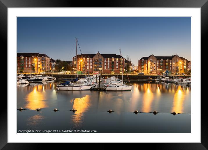 Swansea marina evening Framed Mounted Print by Bryn Morgan