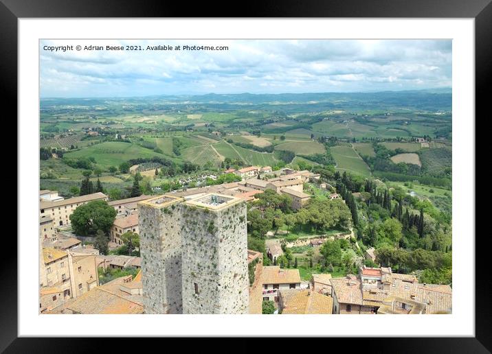 San Gimignano and the Tuscan countryside Framed Mounted Print by Adrian Beese