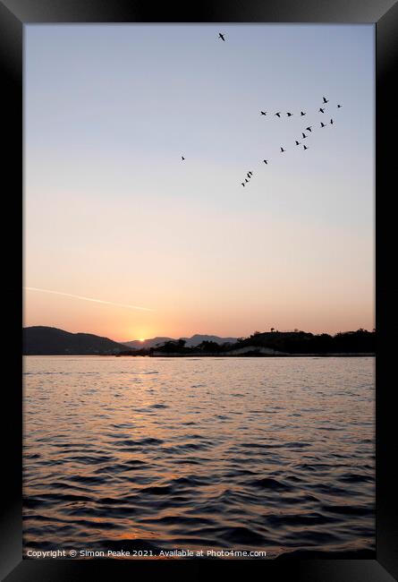 Sunset on Lake Pichola 2 Framed Print by Simon Peake