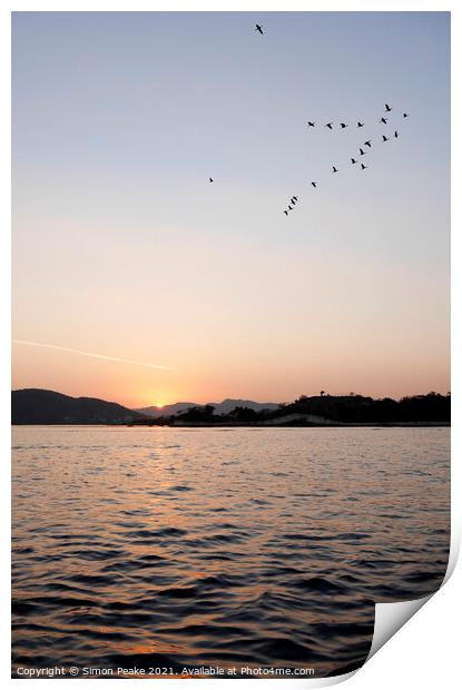Sunset on Lake Pichola 2 Print by Simon Peake