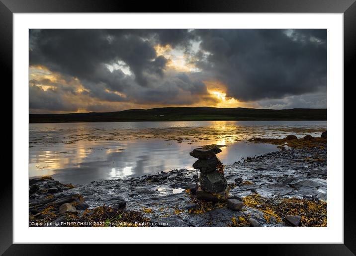 Loch Greshorn sunset  on the Isle of Skye 332 Framed Mounted Print by PHILIP CHALK