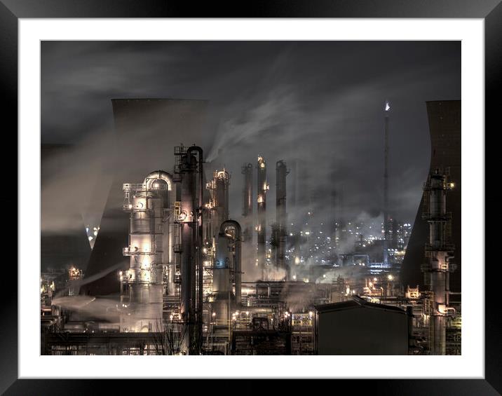 Grangemouth Industry At Night. Framed Mounted Print by Tommy Dickson