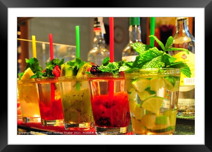 A group of refreshing tropical cocktail drinks Framed Mounted Print by PhotOvation-Akshay Thaker