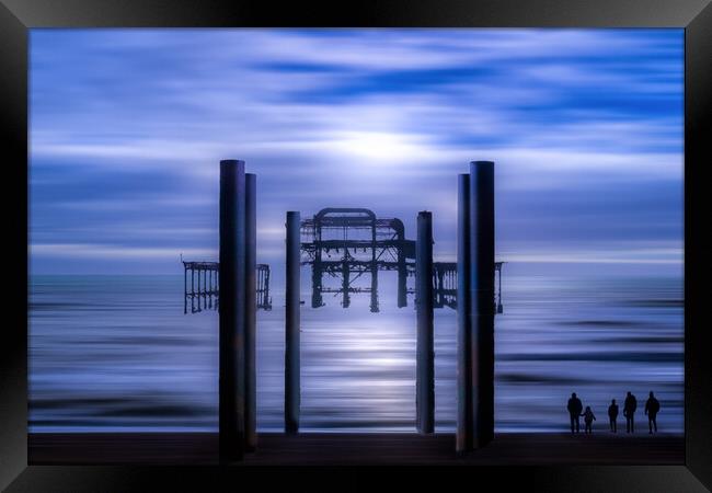 West Pier Moonlit Framed Print by Mark Jones