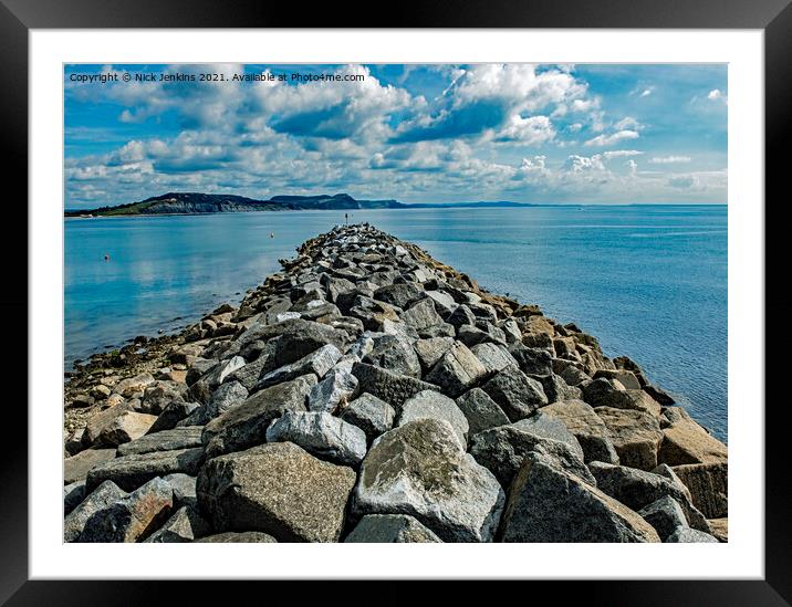 The end of the Cobb at Lyme Regis Dorset Framed Mounted Print by Nick Jenkins