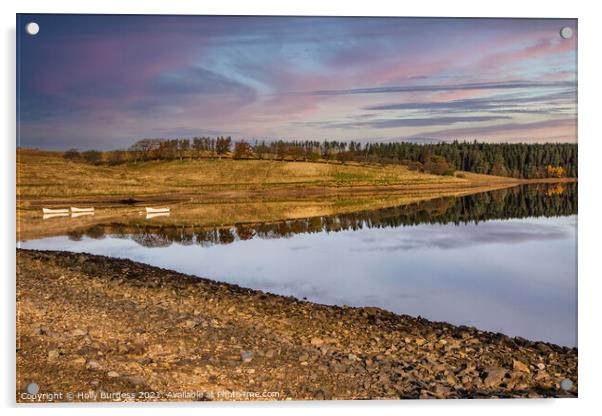 Serene Hideaway: Kielder Waterside, Northumberland Acrylic by Holly Burgess